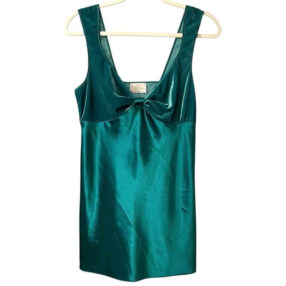 Emerald Green Velvet and Satin Slip Chemise